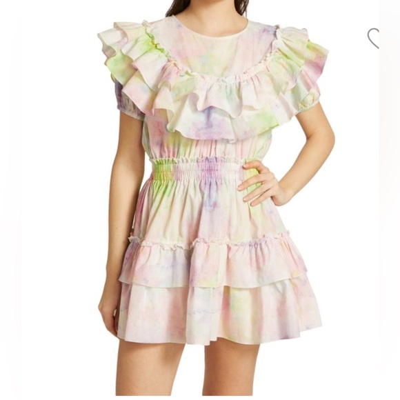 Stellah Dresses & Skirts - Stellah Watercolor Floral Ruffle cotton dress size S